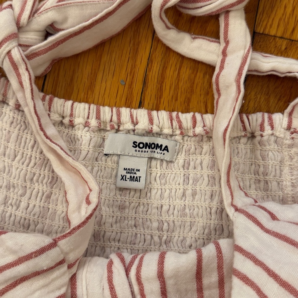 Maternity Sonoma Light Red Stripe Long  Dress - Picture 2 of 5